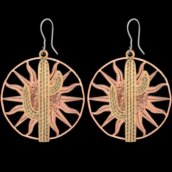 Cactus Earrings, Named after the Saguaro cactus in New Mexico, the Cactus Earrings will add a Wild West flare to any outfit. Crafted on a hand-engraved Copper base in the s